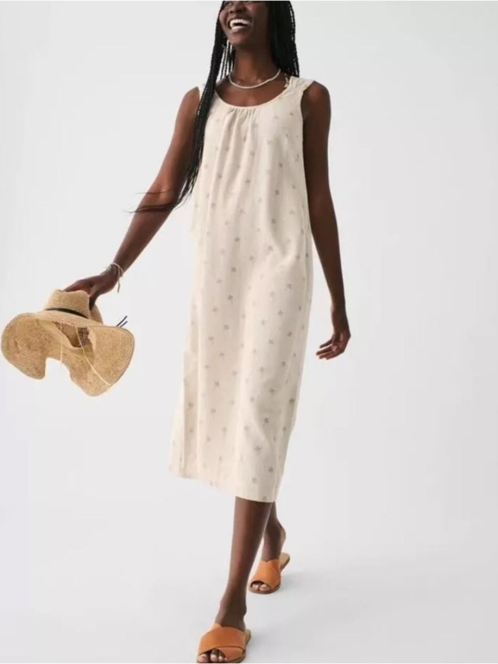 NWT FAHERTY Dream cotton gauze Sinatra Dress Tossed Palm